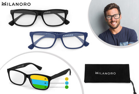 Multifokale Lesebrille mit 3-in-1-Gleitsichtgl&auml;sern, inklusive Schutzetui