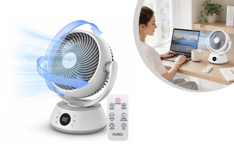 Leistungsstarker Tischventilator mit intelligenter Luftzirkulation