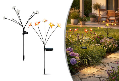 Set mit 2 stimmungsvollen solarbetriebenen Gartenlampen
