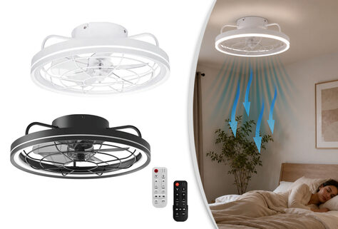 Stilvoller Deckenventilator mit dimmbarer LED-Beleuchtung