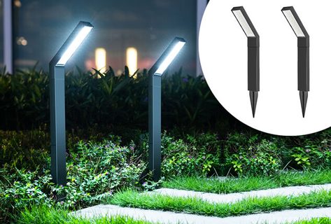 Set mit 2 solarbetriebenen Aluminium-Gartenlampen