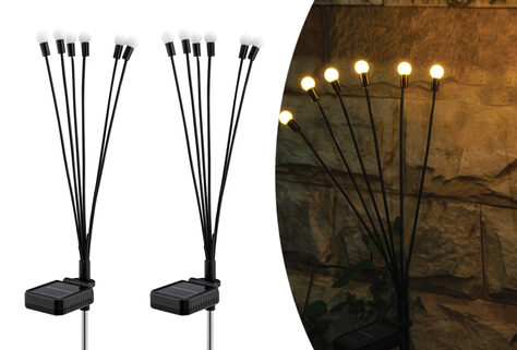 Set mit 2 solarbetriebenen Gl&uuml;hw&uuml;rmchen-Gartenlampen