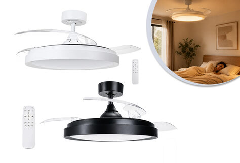 Stilvoller Deckenventilator mit dimmbarer LED-Beleuchtung