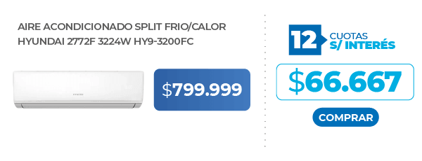 Aire Acondicionado Split Frio Calor Hyundai 2772F 3224W HY9-3200FC