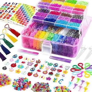 FUNZBO Kit de pulsera de goma de más de 15000 colores, kit de fabricación de pulseras de goma de 28