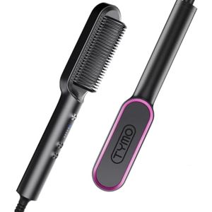 Cepillo alisador de pelo – Cepillo alisador con antiquemaduras, calentamiento rápido de 39 segundos,