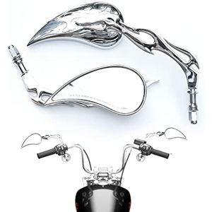 Espejos laterales para motocicleta cromados – Espejos deportivos duales para manillar de 0.315 in,