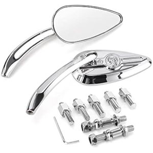 Espejos retrovisores de 0.315 in/0.394 in de repuesto de lágrima de calavera cromada para