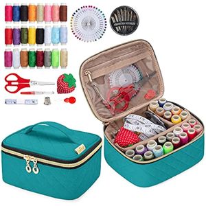 LoDrid Kit de costura, bolsa de franela portátil con suministros completos de costura para viajes y