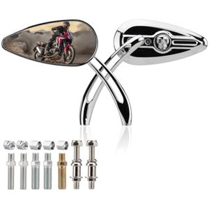 Espejos laterales retrovisores de calavera para motocicleta, espejos retrovisores cromados de 0.315