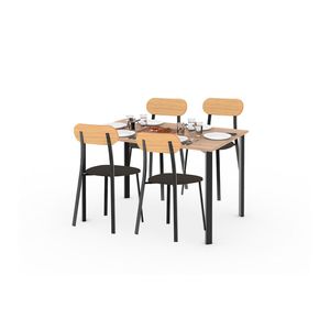 Combo Mesa Milano 1,20M + 4 Sillas Bolonia Dielfie Negro Roble