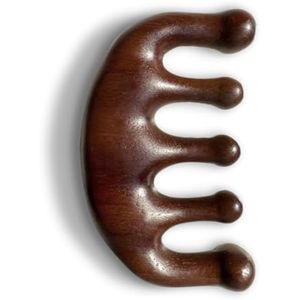 Masajeador de cuero cabelludo de madera – Peines de dientes anchos de sándalo verde 100% natural