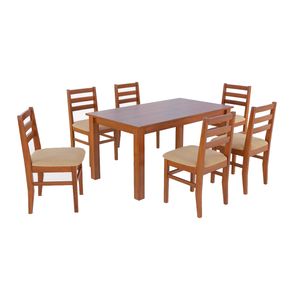 Combo Mesa 1,50 + 6 Sillas Atlantico Castaño Beige Inmacol