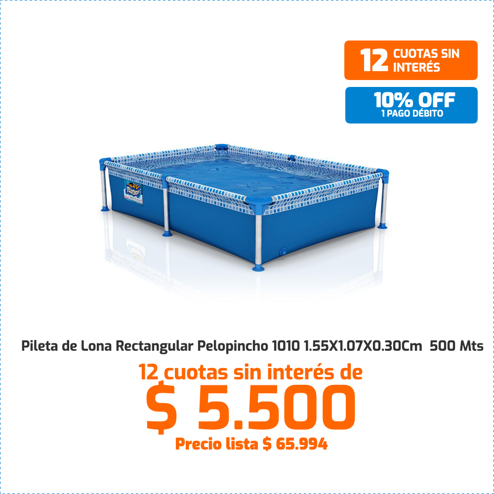 Pileta de lona rectangular Pelopincho 1010 1,55x1,07x0,30 m 500 litros