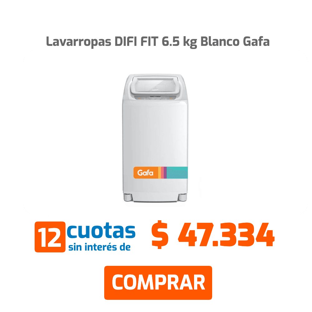 Lavarropas DIFI FIT 6.5 kg Blanco Gafa 12 cuotas sin interés de $47.334 COMPRAR