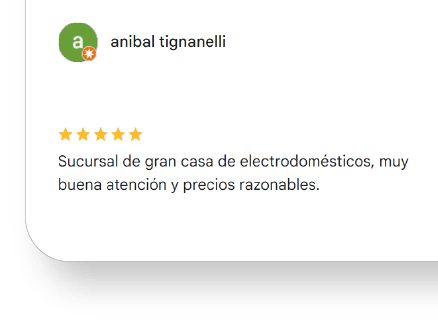 anibal tignanelli Editado Hace 3 años Sucursal de gran casa de electrodomésticos, muy buena atención y precios razonables.