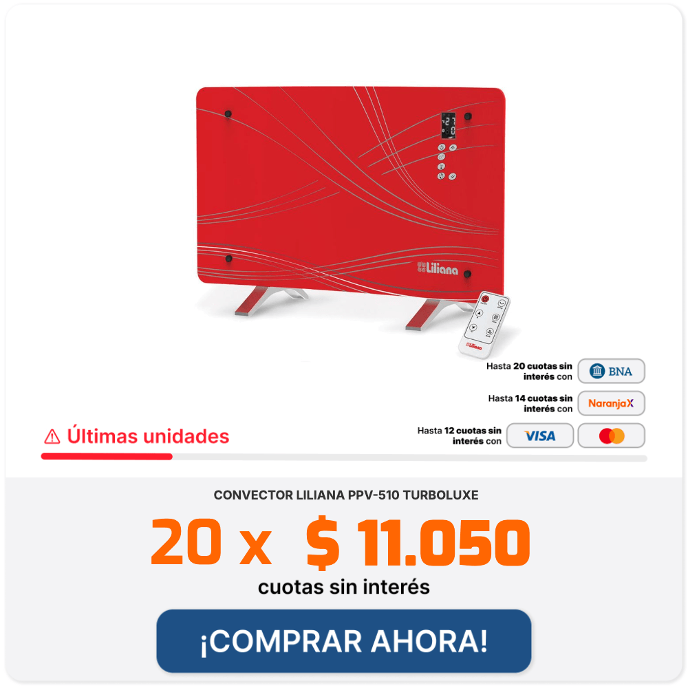 CONVECTOR LILIANA PPV-510 TURBOLUXE 12 CUOTAS SIN INTERÉS DE $18.417 COMPRAR