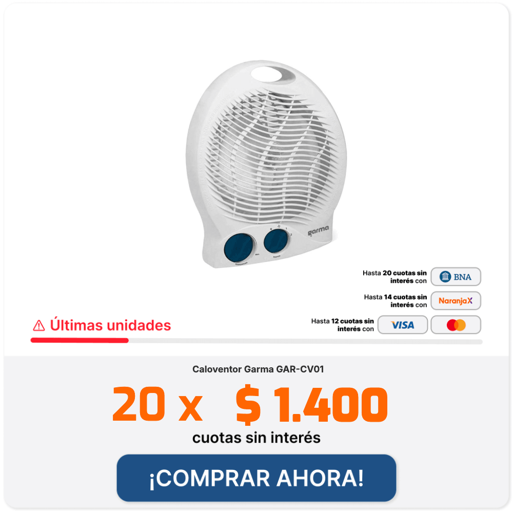Caloventor Garma GAR-CV01 12 cuotas sin interés de $2.334 COMPRAR