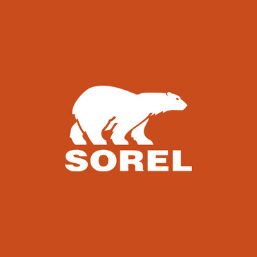 Sorel- logo punaisella pohjalla