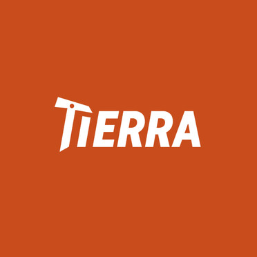 Tierra- logo punaisella pohjalla