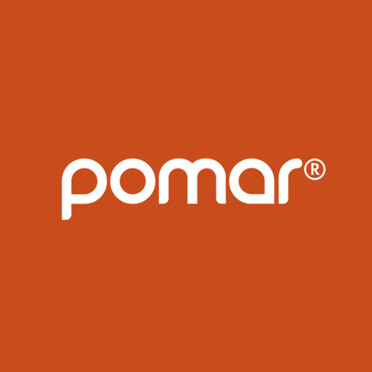 Pomar-logo punaisella pohjalla