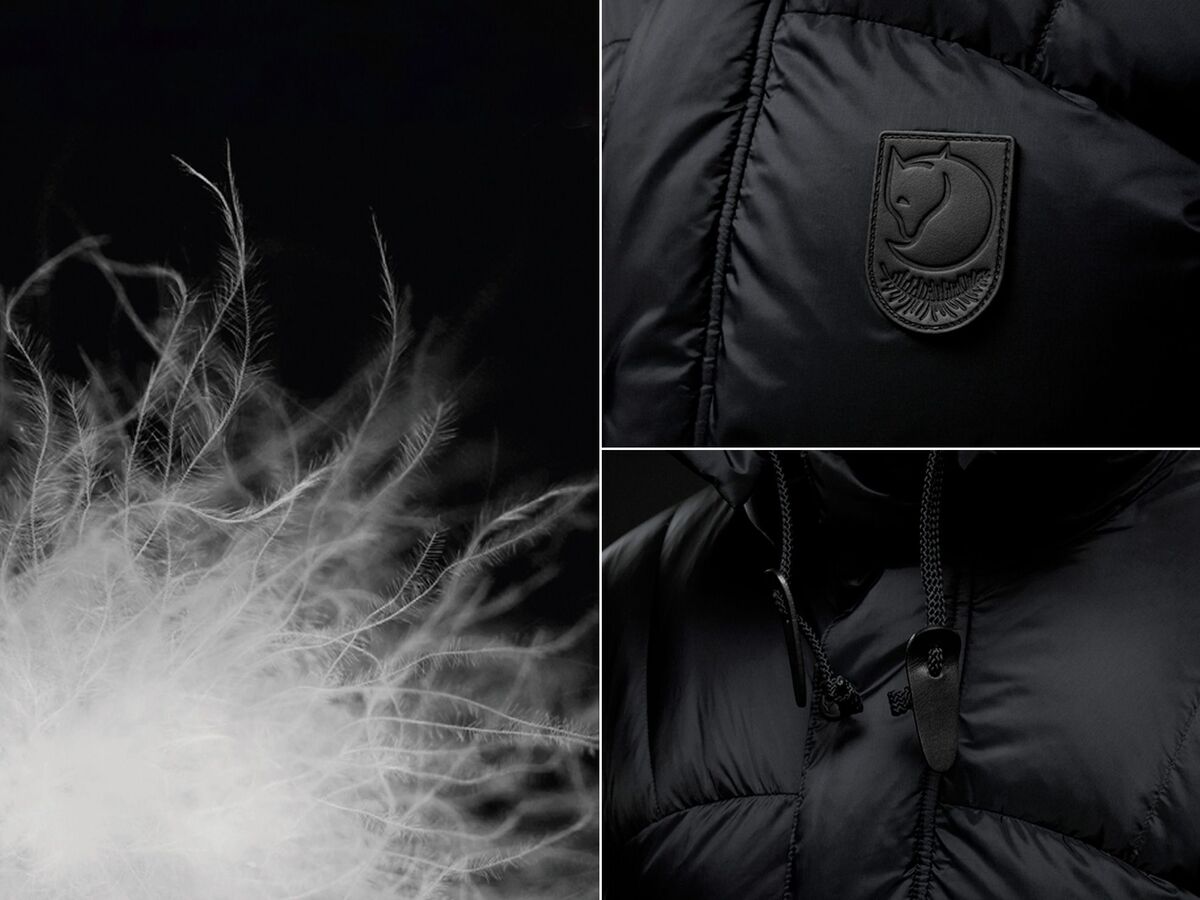 Fj&auml;llr&auml;ven Expedition Down Black Edition takin mustat yksityiskohdat