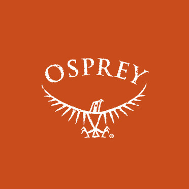 Osprey- logo punaisella pohjalla