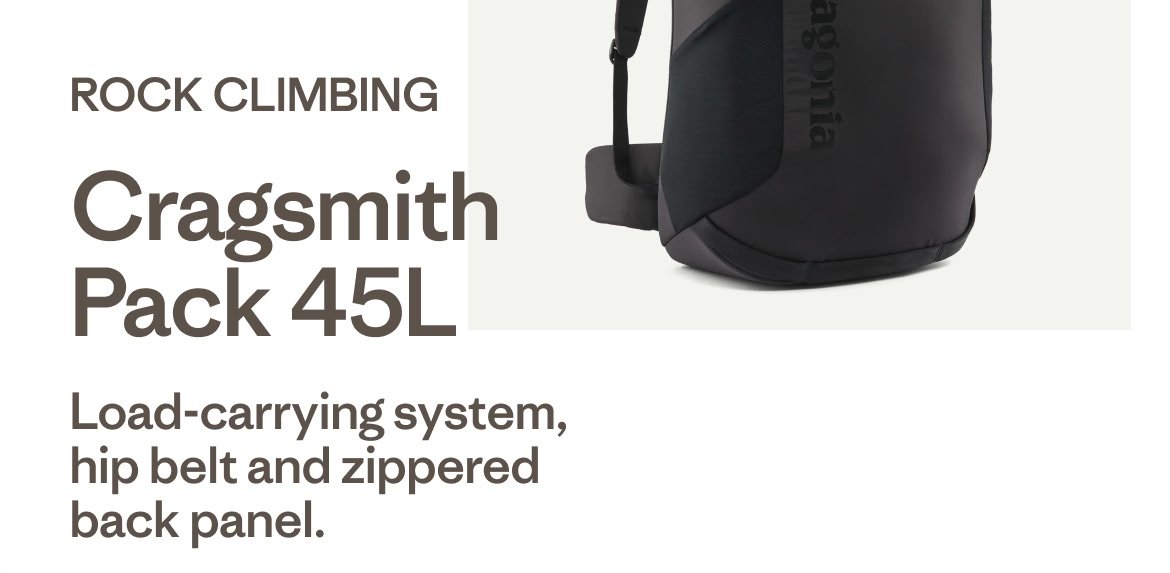 Rock Climbing. Craigsmith Pack 45L. Load-carrying system, hip belt and zippered back panel.