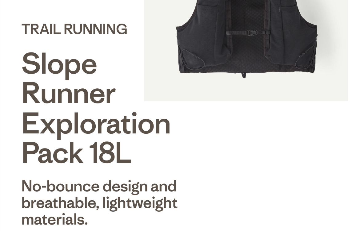 Trail Running. Slope Runner Exploration Pack 18L. No-bounce design and breathable, lightweight materials.