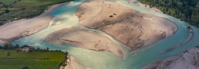 A winding mountain river.