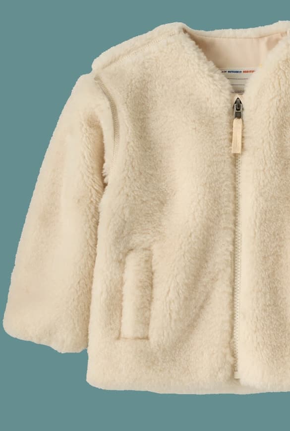 100% recycled polyester crushed-pile fleece