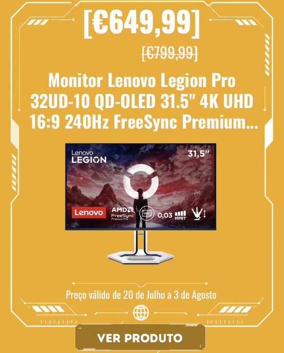 Monitor Lenovo Legion Pro 32UD-10 QD-OLED 31.5" 4K UHD 16:9 240Hz FreeSync Premium Pro / VESA Adaptive Sync
