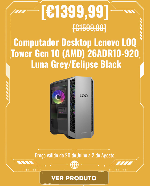 Computador Desktop Lenovo LOQ Tower Gen 10 (AMD) 26ADR10-920 Luna Grey/Eclipse Black