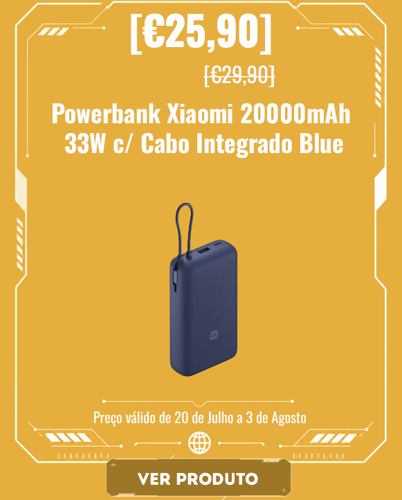Powerbank Xiaomi 20000mAh 33W c/ Cabo Integrado Blue