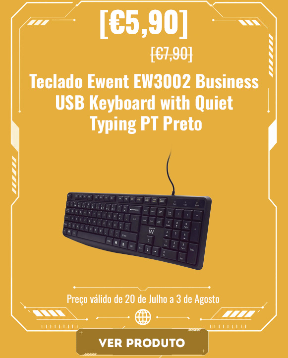 Teclado Ewent EW3002 Business USB Keyboard with Quiet Typing PT Preto