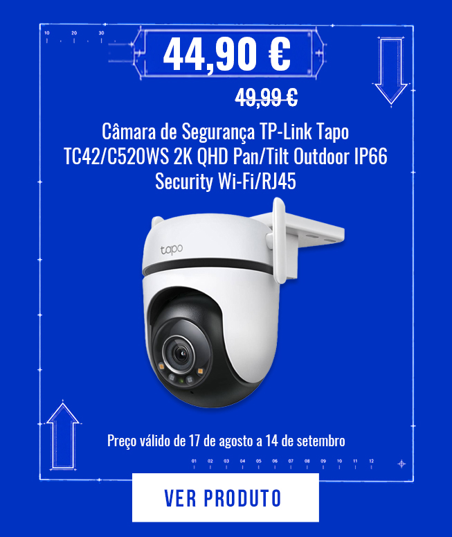 Câmara de Segurança TP-Link Tapo TC42/C520WS 2K QHD Pan/Tilt Outdoor IP66 Security Wi-Fi/RJ45