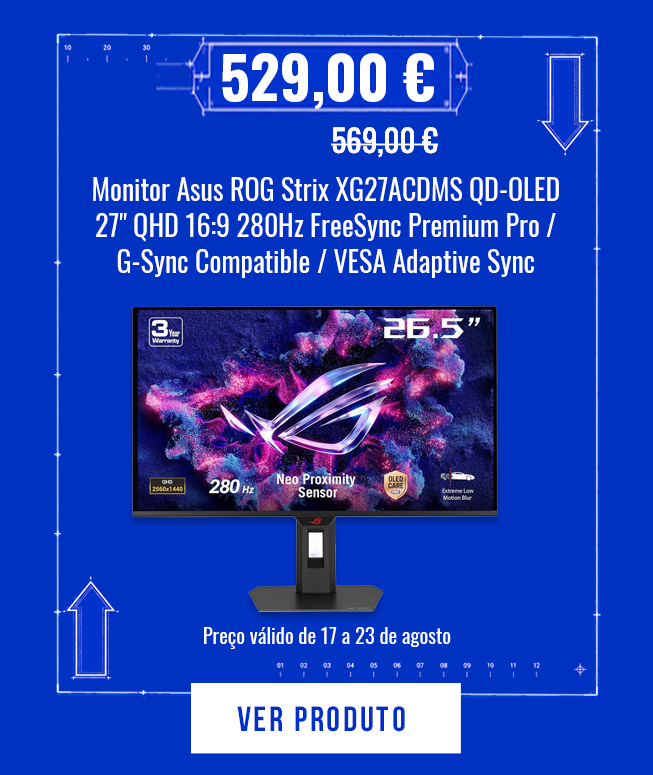 Monitor Asus ROG Strix XG27ACDMS QD-OLED 27" QHD 16:9 280Hz FreeSync Premium Pro / G-Sync Compatible / VESA Adaptive Sync