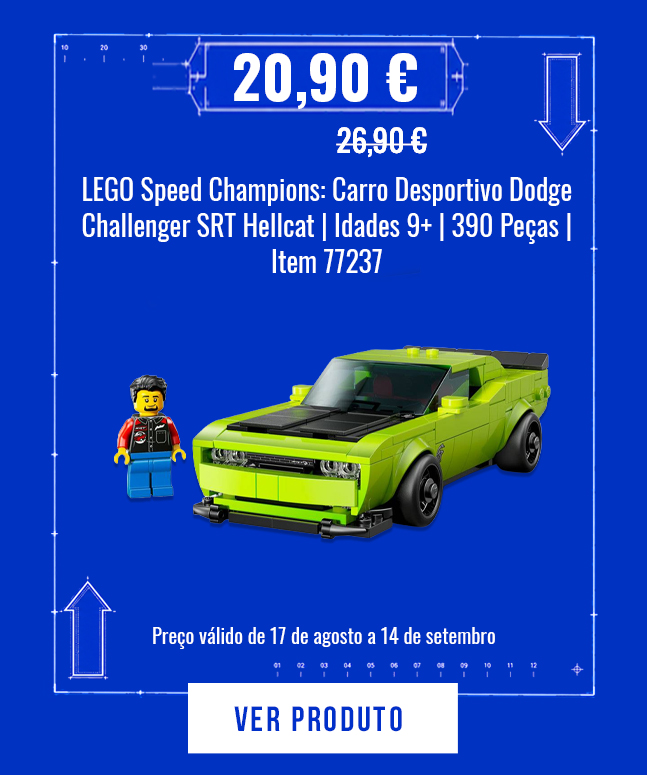 LEGO Speed Champions: Carro Desportivo Dodge Challenger SRT Hellcat | Idades 9+ | 390 Peças | Item 77237