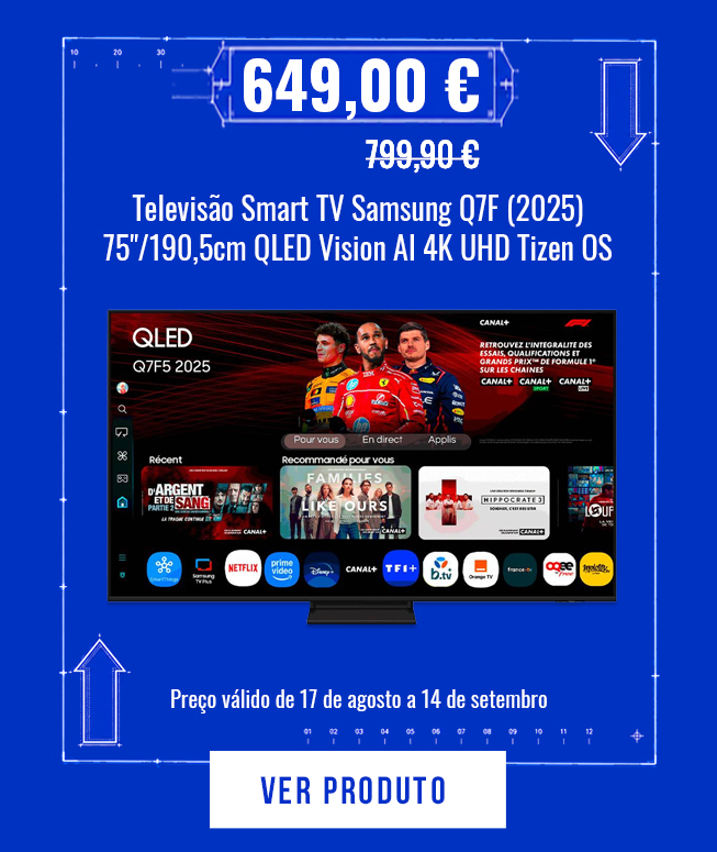 Televisão Smart TV Samsung Q7F (2025) 75"/190,5cm QLED Vision AI 4K UHD Tizen OS