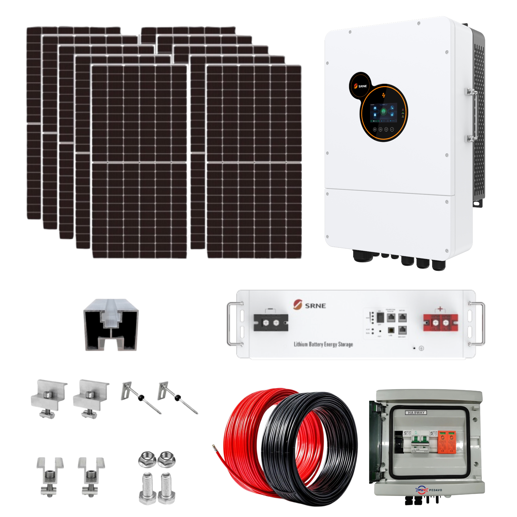 Sistem Fotovoltaic Complet cu invertor 5kW si acumulator Lifepo4 5kWh 10Panouri 455W