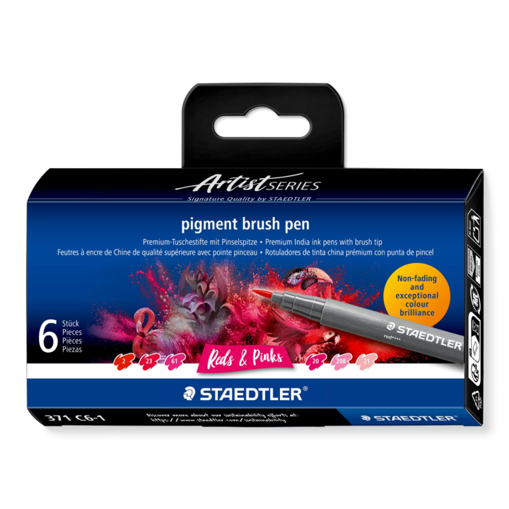 Image of Brush Pen 6-set Red/Pink