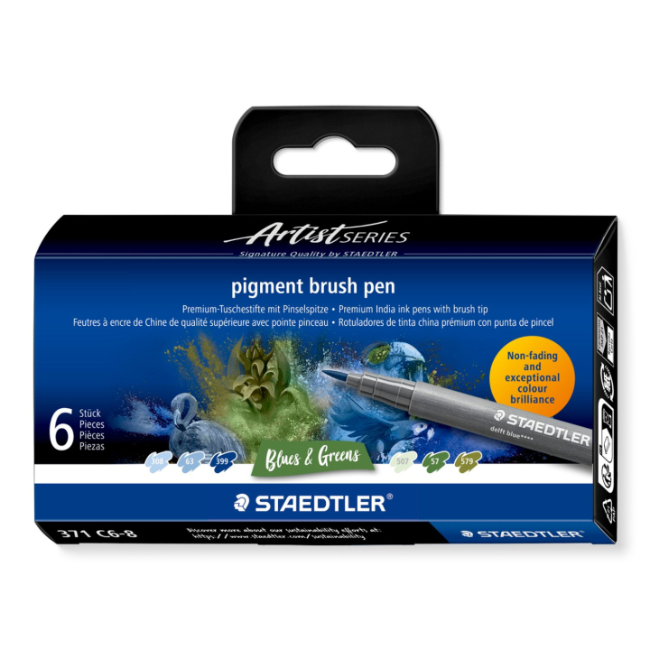 Image of  Brush Pen 6-set Blue/Green