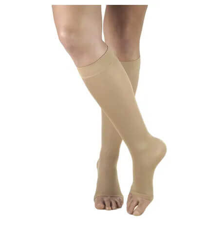 Upper Knee Medical Compression Socks with Toe Opening