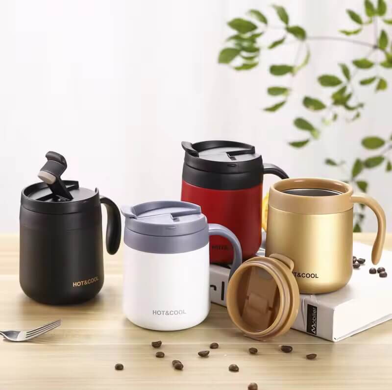 Stainless Steel Leak Proof Vacuum Coffee Mug with Handle