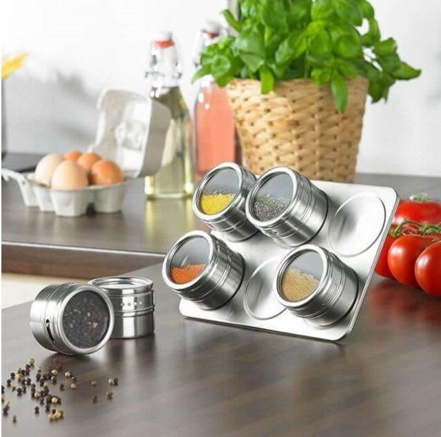 Stainless Steel Magnetic Spice Rack 6 Piece