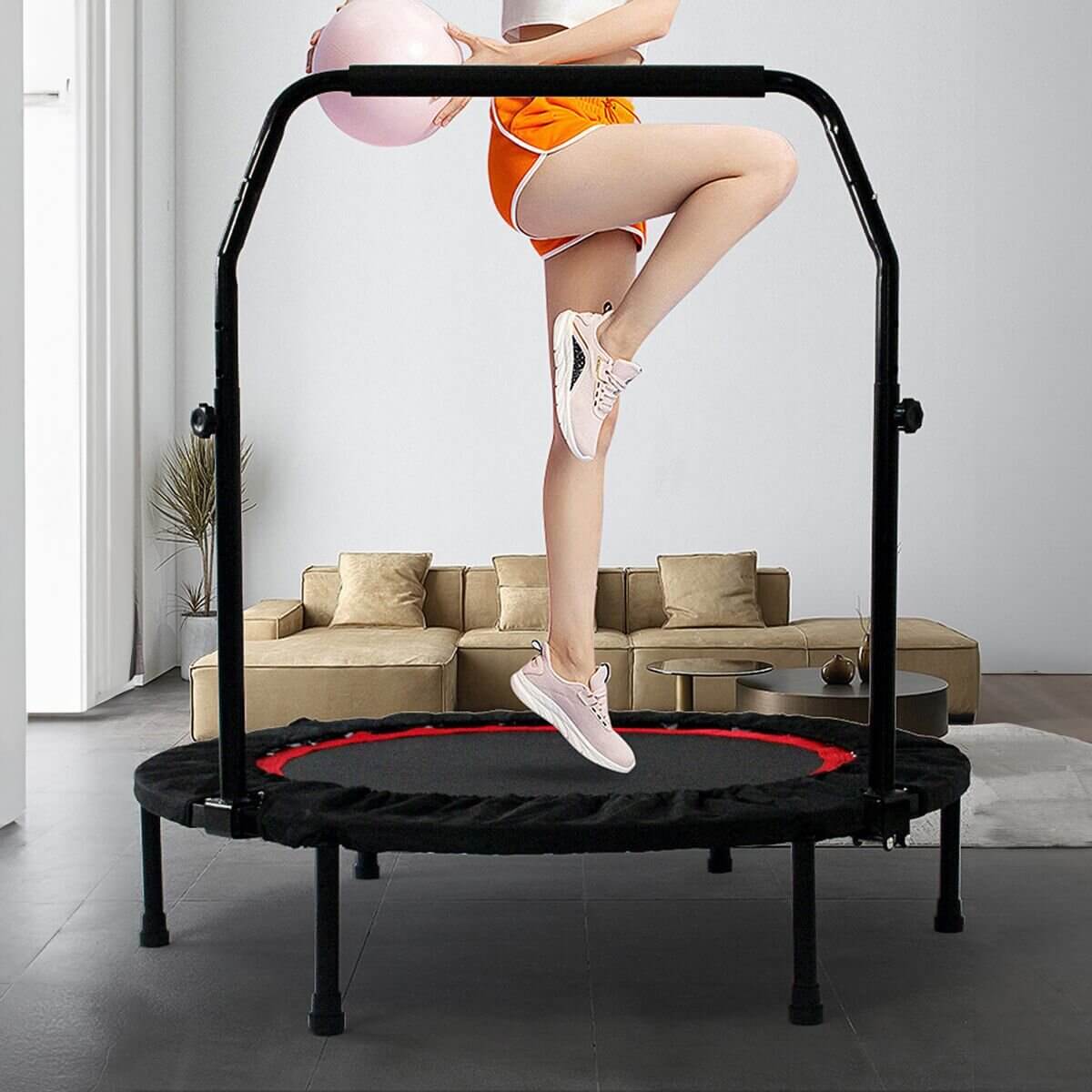 Fitness Trampoline with Adjustable Handlebar