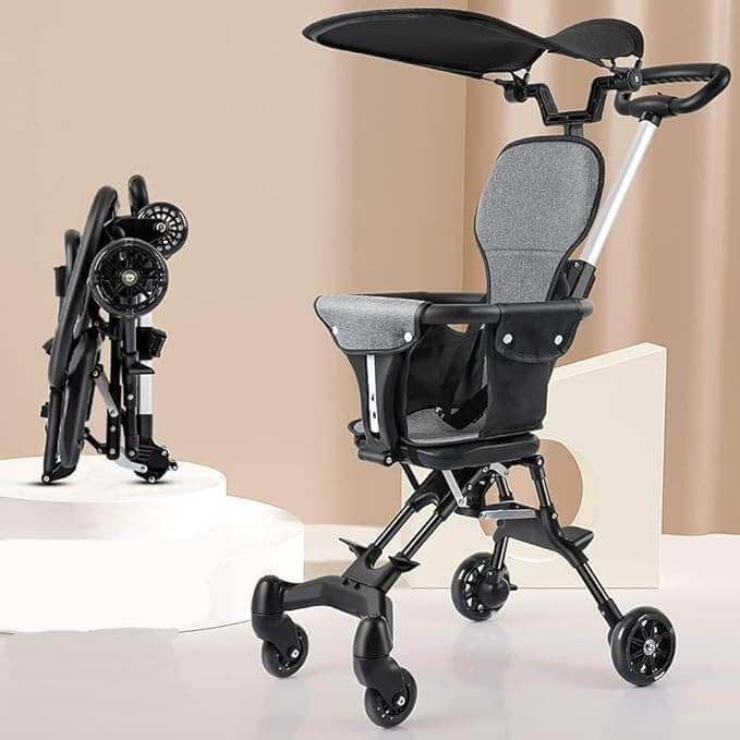 Multi-Function Foldable Baby Stroller with Adjustable Push Handle