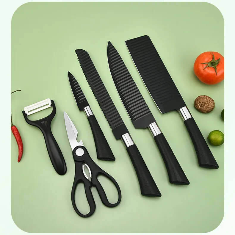 High Quality 6 Piece Kitchen Stainless Steel Knife Set with Non-Stick Surface