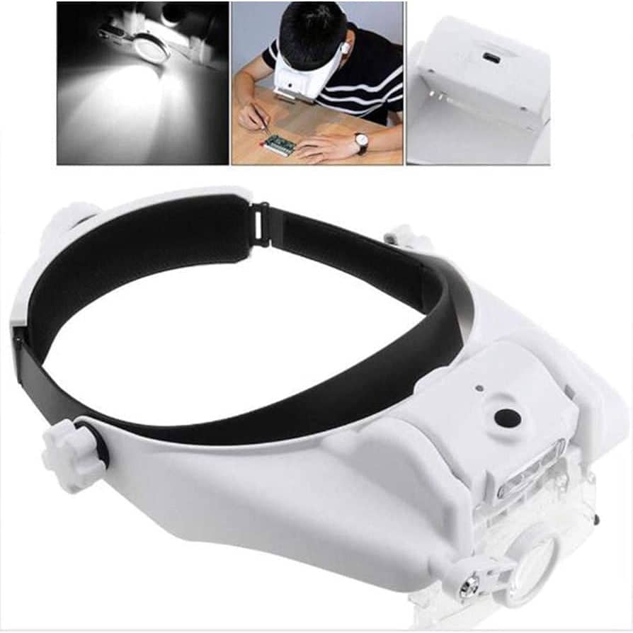 3 in 1 LED Head Mounted Magnifier for Crafts and Repairs