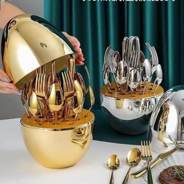 24pcs Egg Shaped Stainless Steel Cutlery Set